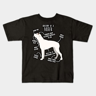 Boxer Dog White Check Anatomy Kids T-Shirt